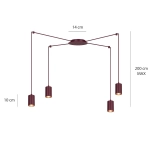 Lampa wisząca TRAKER 4 BURGUNDY 1822/4 EMIBIG - zdjęcie dodatkowe 3