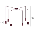 Lampa wisząca TRAKER 6 BURGUNDY 1822/6 EMIBIG - zdjęcie dodatkowe 3