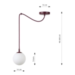 Lampa wisząca GIGI 1 BURGUNDY OPAL 1825/1 EMIBIG - zdjęcie dodatkowe 4
