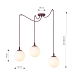 Lampa wisząca GIGI 3 BURGUNDY OPAL 1825/3 EMIBIG - zdjęcie dodatkowe 2