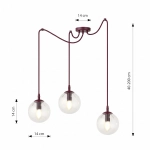 Lampa wisząca GIGI 3 BURGUNDY TRANSPARENT 1826/3 EMIBIG - zdjęcie dodatkowe 2
