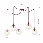 Lampa wisząca GIGI 5 BURGUNDY TRANSPARENT 1826/5 EMIBIG - zdjęcie dodatkowe 2