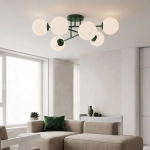 Lampa sufitowa ROMA 6 OLIVE GREEN OPAL 1847/6 EMIBIG