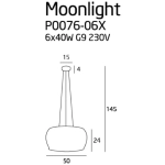 Moonlight P0076-06X lampa wisząca grey duża MaxLight - zdjęcie dodatkowe 3