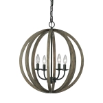 Lampa wisząca Allier – 4 źródła światła – Postarzane drewno dębowe / Antyczne kute żelazo FE-ALLIER-4P-WW Elstead Lighti