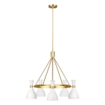 Żyrandol Joan – 5 źródeł światła – Matowa biel / Oksydowany mosiądz FE-JOAN5-MW Elstead Lighting