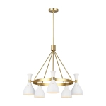 Żyrandol Joan – 5 źródeł światła – Matowa biel / Oksydowany mosiądz FE-JOAN5-MW Elstead Lighting