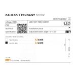 Lampa wisząca GALILEO 1 LED 15W 750lm 3000K METAL AZ4069 AZZARDO