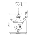 Mała lampa wisząca Cambridge – 3 źródła światła HK-CAMBRIDGE-P-S Elstead Lighting