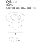 CYKLOP H0094 3000K biała ciepła OPRAWA WPUSTOWA BIAŁA IP65 MaxLight - zdjęcie dodatkowe 1
