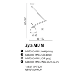 Lampa wisząca ZYTA M PENDANT ALU AZ2304+AZ2596 śr.33cm AZZARDO