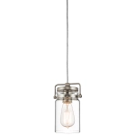 kinkiecik.pl Mała lampa wisząca Brinley – 1 źródło światła – Szczotkowany nikiel KL-BRINLEY-MP-NI Elstead Lighting