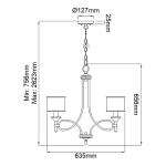 Żyrandol Lacey – 5 źródeł światła – Antyczny pewter KL-LACEY5-AP Elstead Lighting