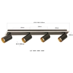 Lampa sufitowa Parma 4xGU10 + 1xLED czarna LP-0612/4C BK LIGHT PRESTIGE