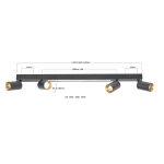 Lampa sufitowa Perugia 4xGU10 + 1xLED czarna LP-0703/4C BK LIGHT PRESTIGE