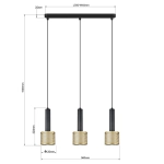 Lampa wisząca Amo czarno-złota 3xE27 LP-0702/3L GD Light Prestige