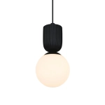 Lampa wisząca Sadie czarna, mleczny klosz 2512603003 Nordlux