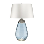 kinkiecik.pl Duża lampa stołowa Lena – 2 źródła światła – Niebieskie szkło i biały abażur LENA-TL-L-BLUE-OWSS Elstead Li