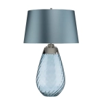 Duża lampa stołowa Lena – 2 źródła światła – Niebieskie szkło i jasnoniebieski abażur LENA-TL-L-BLUE Elstead Lighting