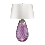 kinkiecik.pl Duża lampa stołowa Lena – 2 źródła światła – Śliwkowe szkło i biały abażur LENA-TL-L-PLUM-OWSS Elstead Ligh