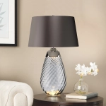 Duża lampa stołowa Lena – 2 źródła światła – Przydymione szkło i szary abażur LENA-TL-L-SMOKE Elstead Lighting