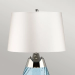 Mała lampa stołowa Lena – 2 źródła światła – Niebieskie szkło i biały abażur LENA-TL-S-BLUE-OWSS Elstead Lighting