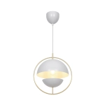 Nowoczesna lampa wisząca Tavia biała, mosiężny pierścień 2412353001 Nordlux