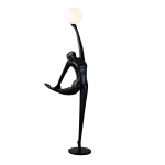 Lampa podłogowa WOMAN BALLERINA 210 cm - czarna figura tancerki z białym kloszem F9221 Step into design