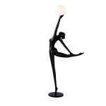 Lampa podłogowa WOMAN BALLERINA 210 cm - czarna figura tancerki z białym kloszem F9221 Step into design