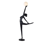 Lampa podłogowa WOMAN BALLERINA 210 cm - czarna figura tancerki z białym kloszem F9221 Step into design