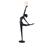 Lampa podłogowa WOMAN BALLERINA 210 cm - czarna figura tancerki z białym kloszem F9221 Step into design