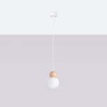 Lampa wisząca PEKKA 1 biała/naturalne drewno SL.1390 SOLLUX LIGHTING