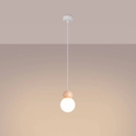 Lampa wisząca PEKKA 1 biała/naturalne drewno SL.1390 SOLLUX LIGHTING