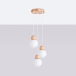 Lampa wisząca PEKKA 3P biała/naturalne drewno SL.1391 SOLLUX LIGHTING