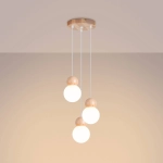 Lampa wisząca PEKKA 3P biała/naturalne drewno SL.1391 SOLLUX LIGHTING