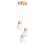 Lampa wisząca PEKKA 3P biała/naturalne drewno SL.1391 SOLLUX LIGHTING