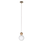 Lampa wisząca biała kula drewno bukowe 41674 RONA 1 jasny brąz Sigma