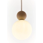 Lampa wisząca biała kula drewno bukowe 41674 RONA 1 jasny brąz Sigma