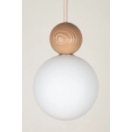 Lampa wisząca biała kula drewno bukowe 41674 RONA 1 jasny brąz Sigma