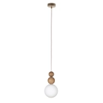 Lampa wisząca biała kula drewno bukowe 41679 RONA 2 jasny brąz Sigma