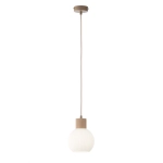 Lampa wisząca biała ryflowana kula drewno bukowe 41842 ALBA 1 Sigma - zdjęcie produktu