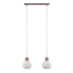 Lampa wisząca biała ryflowana kula drewno bukowe 41843 ALBA 2 Sigma