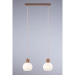 Lampa wisząca biała ryflowana kula drewno bukowe 41843 ALBA 2 Sigma