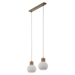 Lampa wisząca biała ryflowana kula drewno bukowe 41843 ALBA 2 Sigma