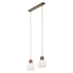 Lampa wisząca biała ryflowana kula drewno bukowe 41843 ALBA 2 Sigma