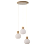 Lampa wisząca biała ryflowana kula drewno bukowe 41844 ALBA 3 koło Sigma - zdjęcie produktu