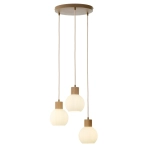 Lampa wisząca biała ryflowana kula drewno bukowe 41844 ALBA 3 koło Sigma