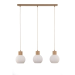 Lampa wisząca biała ryflowana kula drewno bukowe 41845 ALBA 3 prosta Sigma - zdjęcie produktu