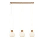 Lampa wisząca biała ryflowana kula drewno bukowe 41845 ALBA 3 prosta Sigma