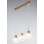 Lampa wisząca biała ryflowana kula drewno bukowe 41845 ALBA 3 prosta Sigma